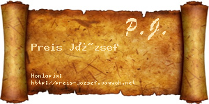 Preis József névjegykártya